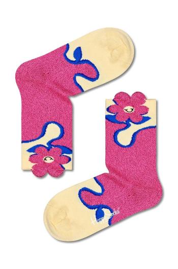 Detské ponožky Happy Socks Kids Smiley Cuff ružová farba