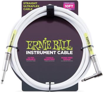 Ernie Ball P06049 Biela 3 m Rovný - Zalomený