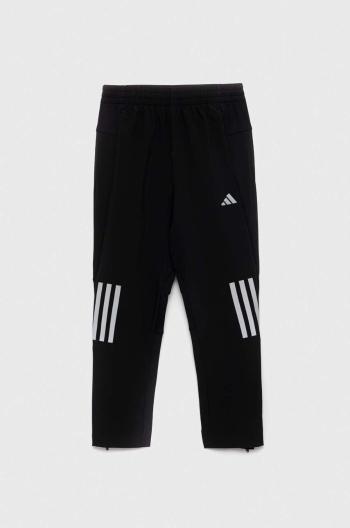 Detské tepláky adidas U RUN WV čierna farba, s potlačou