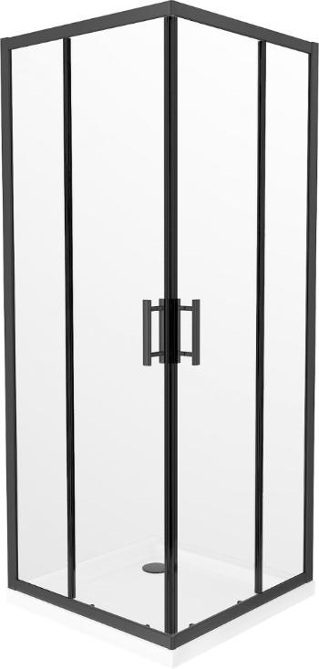 MEXEN/S - Rio sprchovací kút štvorec 90x90 cm, transparent, čierna + biela vanička so sifónom 860-090-090-70-00-4010B