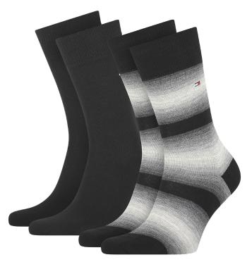TOMMY HILFIGER - 2PACK TH men little stripes black pánske ponožky -43-46