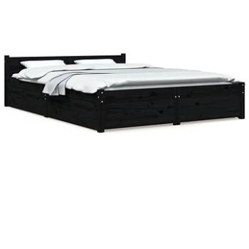 Rám postele so zásuvkami čierny 140 × 190 cm, 3103553