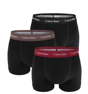 CALVIN KLEIN - boxerky 3PACK cotton stretch classic black s farebným pásom - limitovaná edícia-M (81-86 cm)