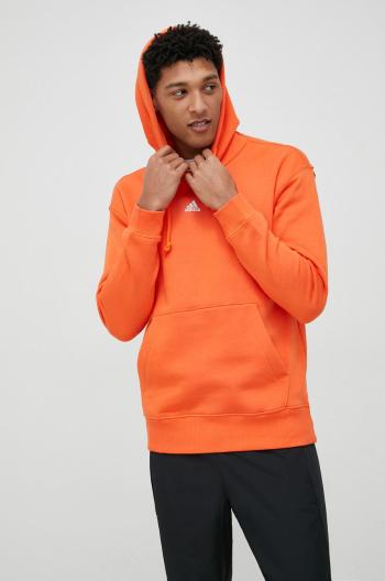 Mikina adidas pánska, oranžová farba, s kapucňou, jednofarebná