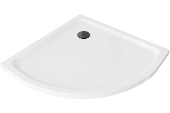 MEXEN/S - Flat sprchová vanička štvrťkruhová slim 80 x 80 cm, biela + čierny sifón 41108080B