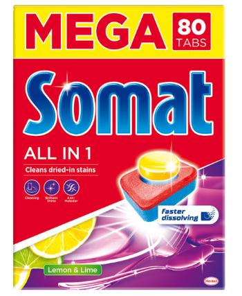 Somat All in 1 Lemon & Lime tablety do umývačky riadu 80 tabliet