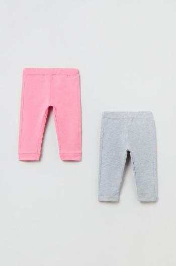 Nohavice pre bábätká OVS ružová farba, jednofarebné