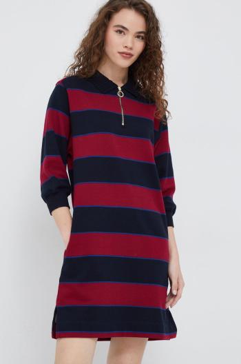 Bavlnené šaty Tommy Hilfiger tmavomodrá farba, mini, rovný strih