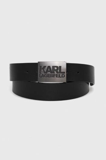 Kožený opasok Karl Lagerfeld pánsky, čierna farba