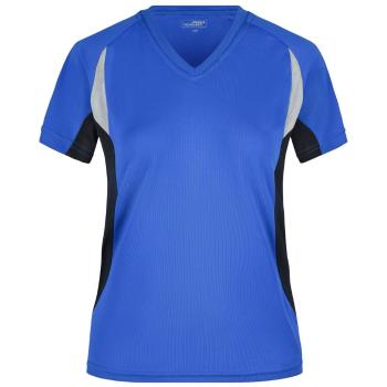 James & Nicholson Dámske funkčné tričko s krátkym rukávom JN390 - Kráľovská modrá / čierna | XXL
