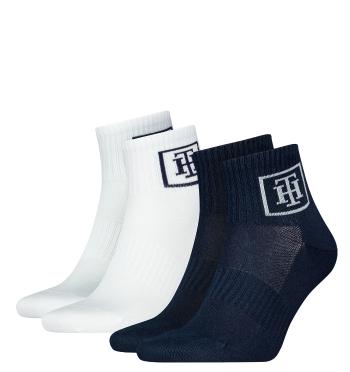 TOMMY HILFIGER - 2PACK TH monogram logo quarter pánske ponožky navy-39-42