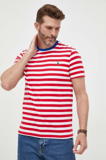 Bavlnené tričko Polo Ralph Lauren červená farba, vzorované