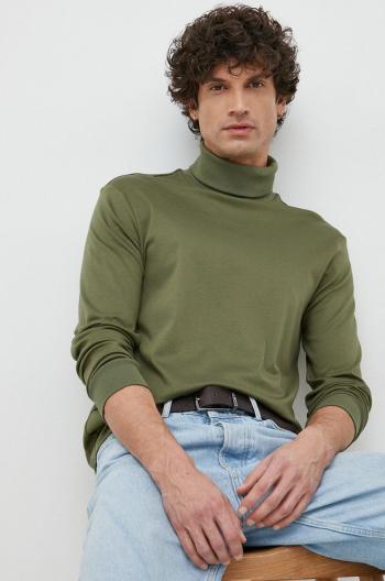 Bavlnené tričko s dlhým rukávom Polo Ralph Lauren zelená farba, jednofarebné