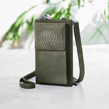 Dámská kožená kabelka na mobil Dahlia, olivová