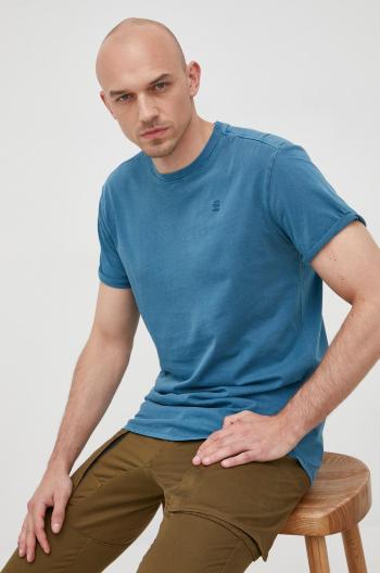 Bavlnené tričko G-Star Raw tyrkysová farba, jednofarebné
