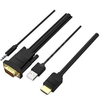 Vention HDMI to VGA Cable with Audio Output & USB Power Supply 2M Black (ABIBH)