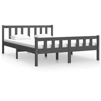 Rám postele sivý masívne drevo 140 × 190 cm, 810661