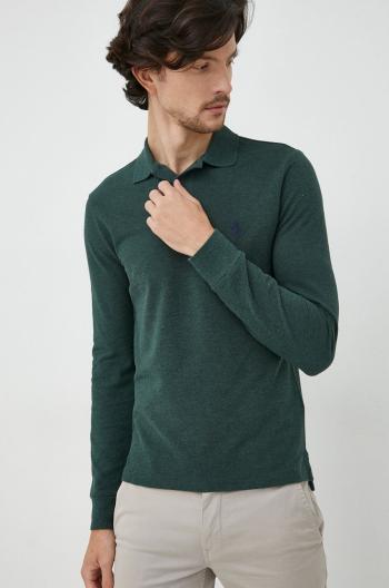 Bavlnené tričko s dlhým rukávom Polo Ralph Lauren zelená farba, jednofarebné