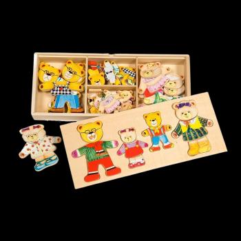 Bigjigs Toys Medvedia rodina obliekanie puzzle 72 dielikov