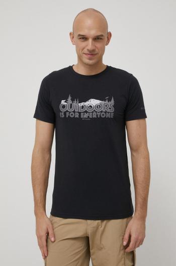 Športové tričko Columbia Sun Trek čierna farba, s potlačou