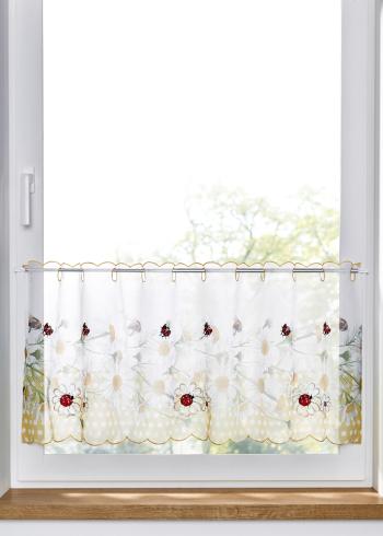 Vitrážková záclona s kvetovanou vyšívkou