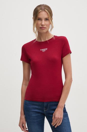 Tričko Tommy Jeans dámske, bordová farba, DW0DW18397