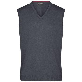James & Nicholson Pánsky sveter bez rukávov JN657 - Antracitový melír | M
