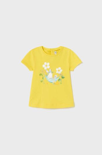 Detské bavlnené tričko Mayoral žltá farba