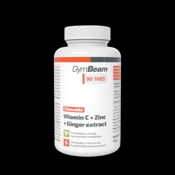 GymBeam Vitamín C + Zinok + extrakt zo zázvoru cmúľacie tablety 90 ks