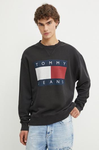 Bavlnená mikina Tommy Jeans pánska, šedá farba, s potlačou, DM0DM19222