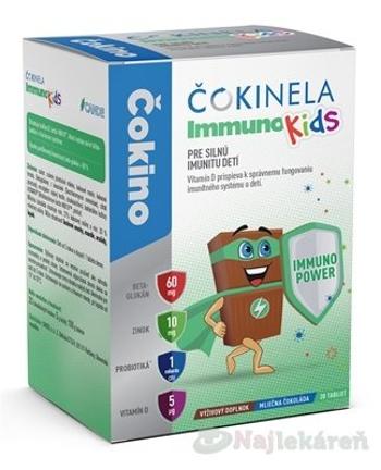 ČOKINELA Immuno Kids, čokoládové tabličky, 20 ks