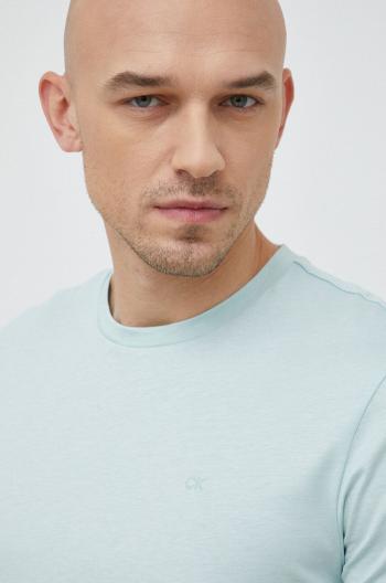 Bavlnené tričko Calvin Klein tyrkysová farba, jednofarebné