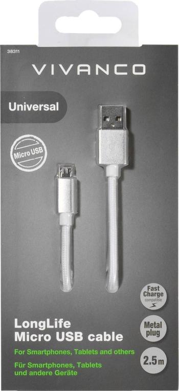 Vivanco #####USB-Kabel USB 2.0 #####USB-A Stecker, #####USB-Micro-B Stecker 2.50 m biela