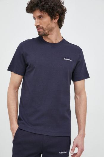Bavlnené tričko Calvin Klein tmavomodrá farba, jednofarebné