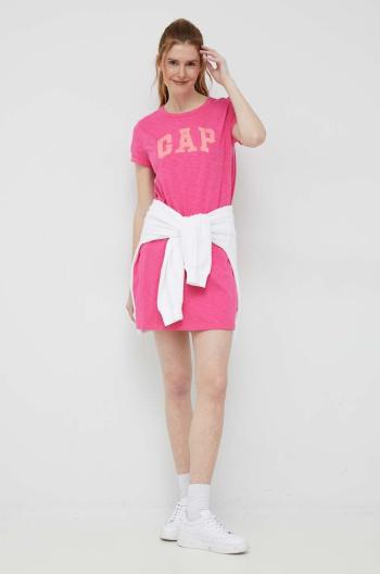 Bavlnené šaty GAP ružová farba, mini, rovný strih