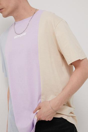 Bavlnené tričko Sixth June fialová farba, s potlačou