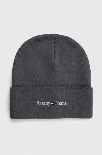 Čiapka Tommy Jeans šedá farba, z tenkej pleteniny