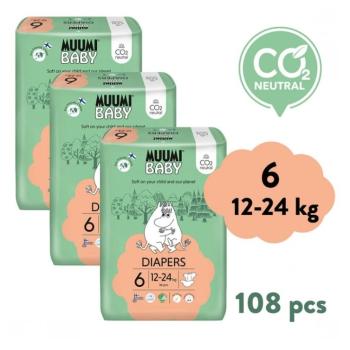 MUUMI BABY 6 Junior 12–24 kg mesačné balenie eko plienok 108 ks