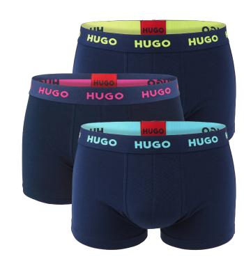 HUGO - boxerky 3PACK cotton stretch dark blue with multicolor logo waist - limitovaná fashion edícia (HUGO BOSS)-M (83-89 cm)