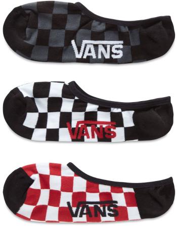 VANS 3 PACK - členkové ponožky CLASSIC SUPER NO SHOW RED-WHITE CHECK 42,5-47