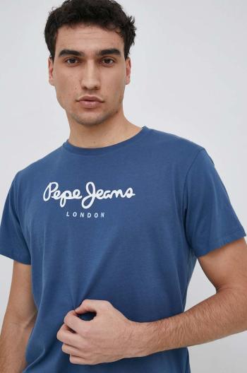 Bavlnené tričko Pepe Jeans Eggo tmavomodrá farba, s potlačou