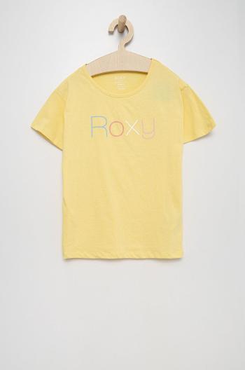 Detské bavlnené tričko Roxy žltá farba,