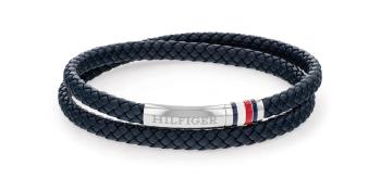 Tommy Hilfiger Tmavo modrý kožený náramok s oceľovým zapínaním 2790549