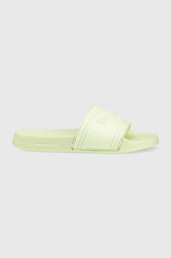 Šľapky Pepe Jeans SLIDER dámske, zelená farba, PLS70125