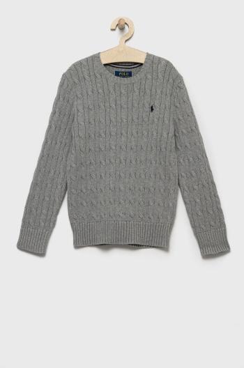 Detský bavlnený sveter Polo Ralph Lauren šedá farba, tenký