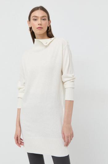 Šaty s prímesou vlny Marella biela farba, mini, rovný strih