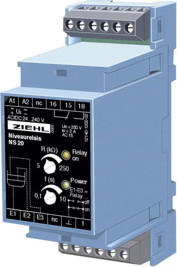 hladinové riadiace relé Ziehl NS 20 V 223440.CO, Výstupy 1 relé, montážní hloubka 55 mm