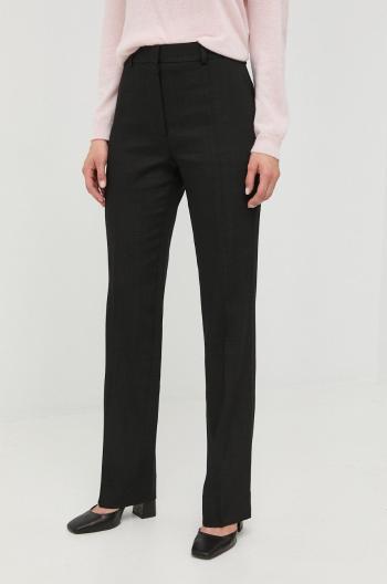 Nohavice Victoria Beckham dámske, čierna farba, rovné, vysoký pás