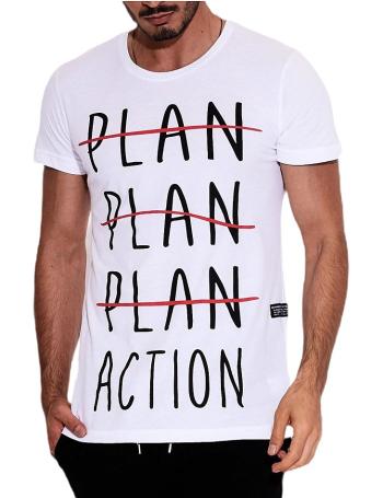 Biele pánske tričko s nápisom plan vel. S
