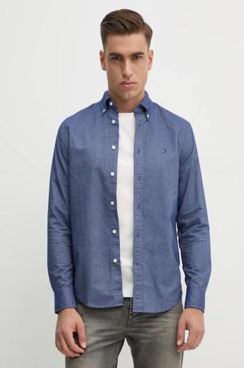 Bavlnená košeľa Tommy Hilfiger pánska, tmavomodrá farba, regular, s golierom button-down, MW0MW35774